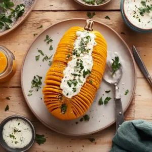 Hassleback Pumpkin with Feta Dip