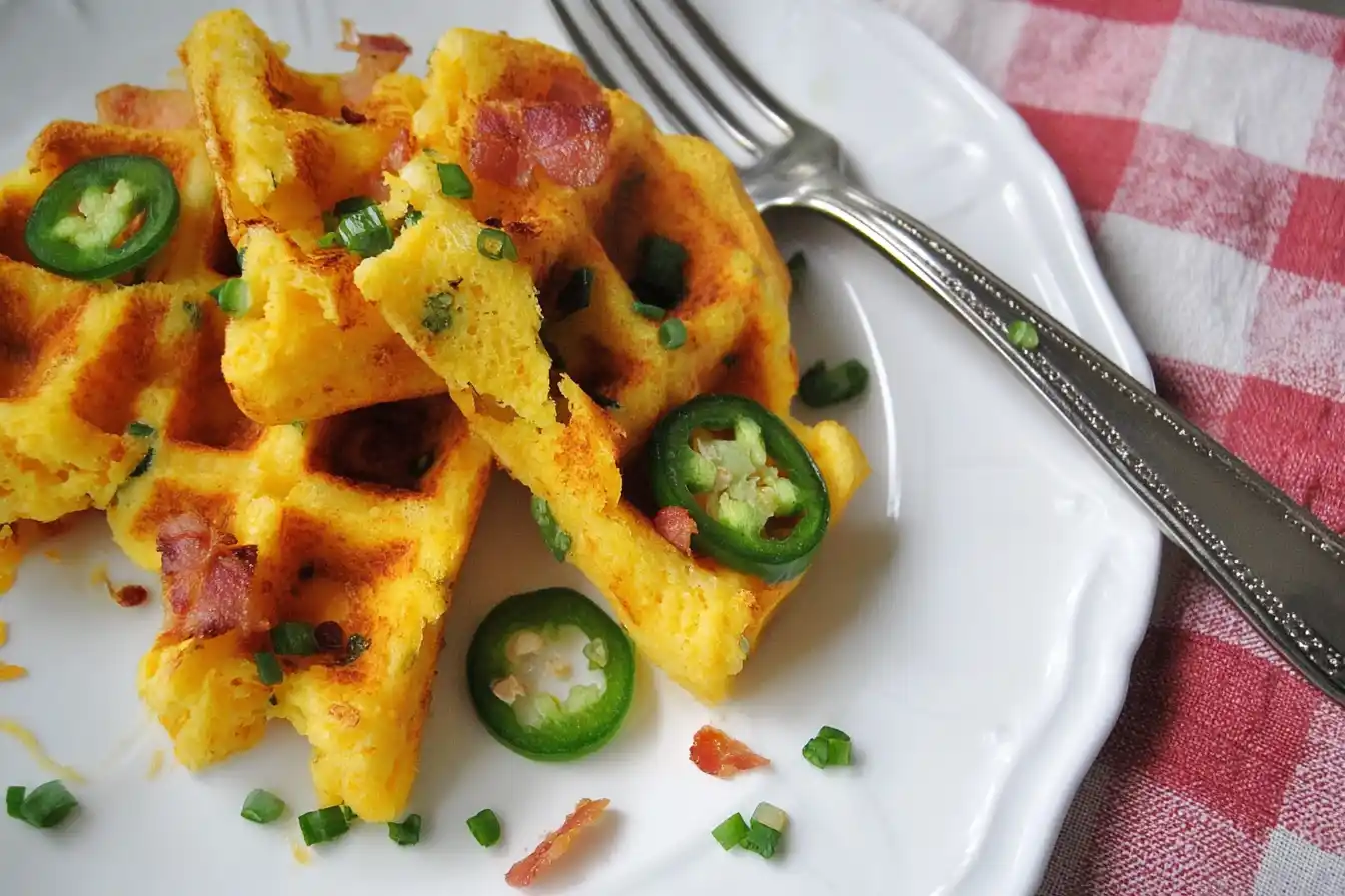 Jalapeno Cheddar Cornbread Waffles