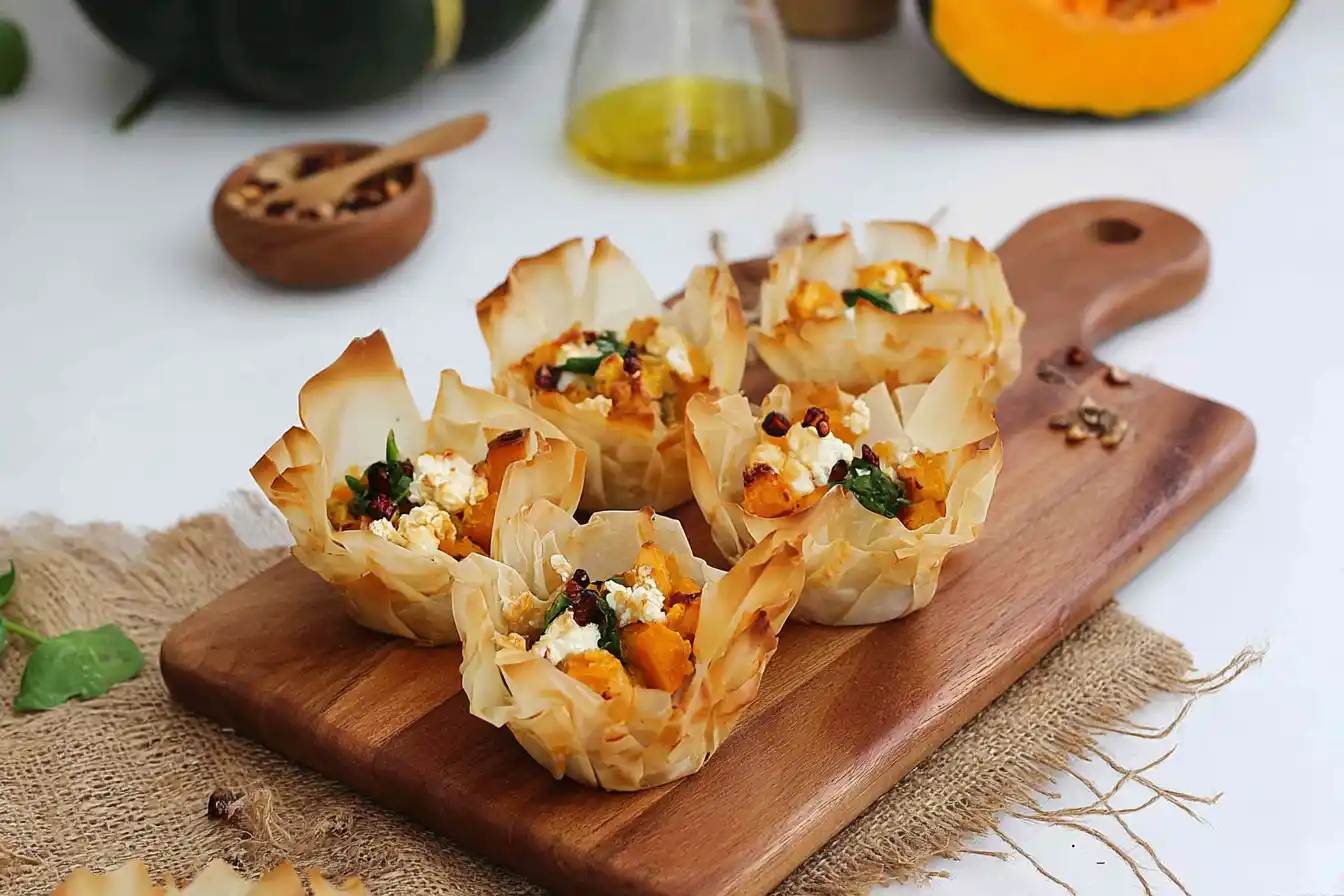 Pumpkin Feta Phyllo Cups