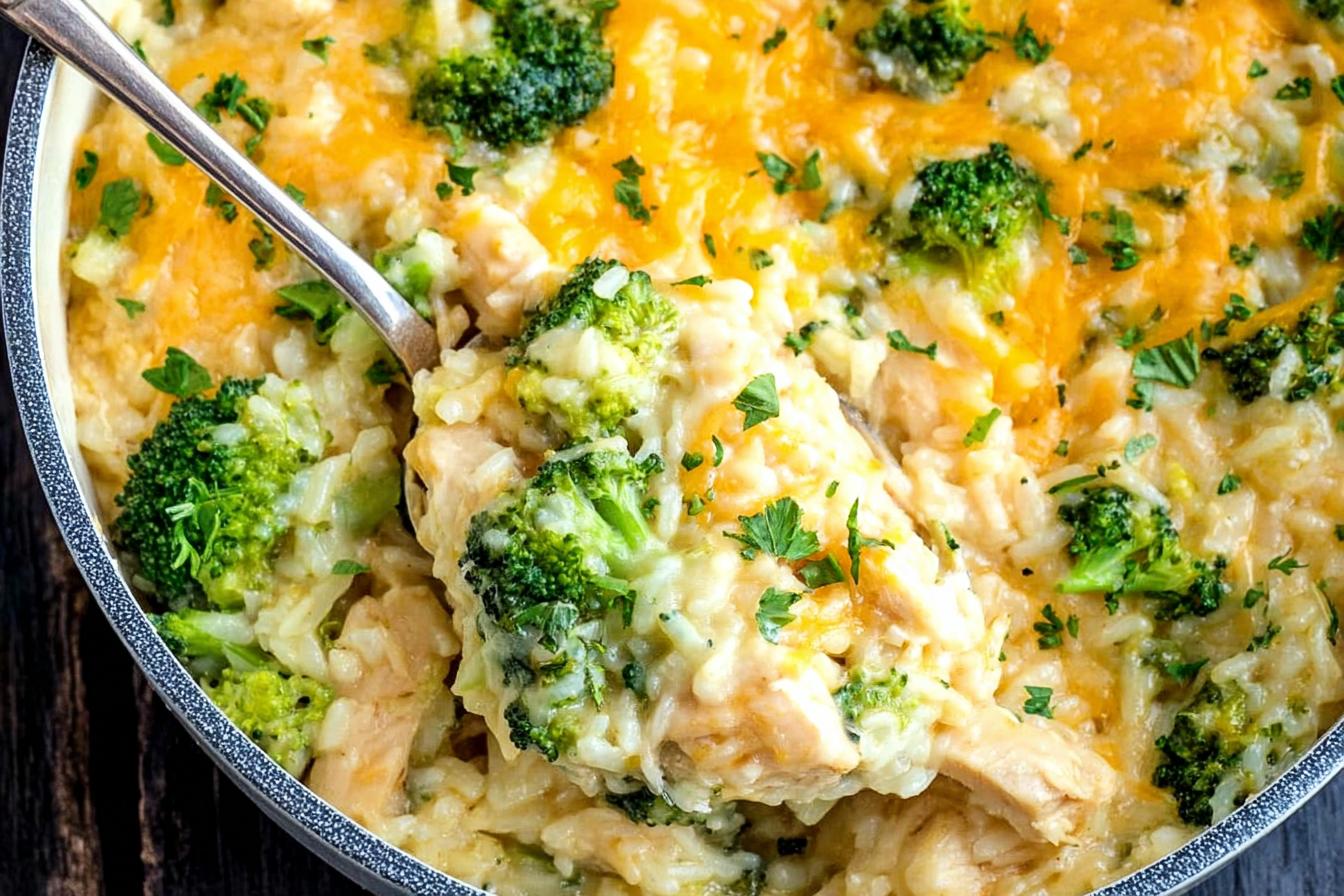 One Pot Cheesy Chicken Broccoli Rice Casserole