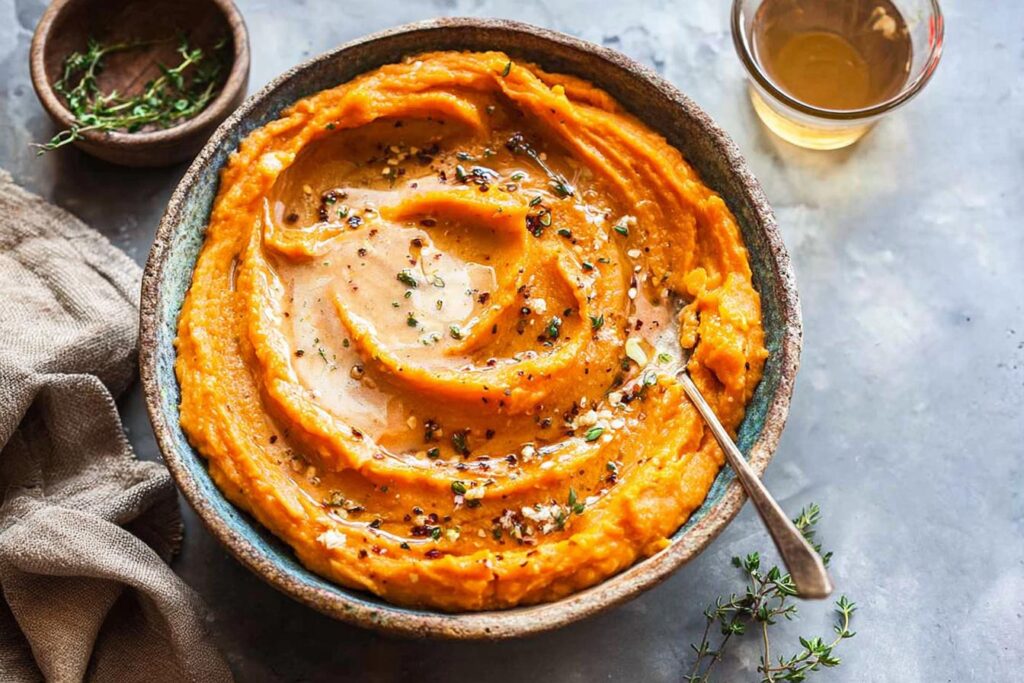 Mashed Sweet Potatoes with Miso Butter