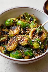 Miso-Sesame Glazed Brussels Sprouts