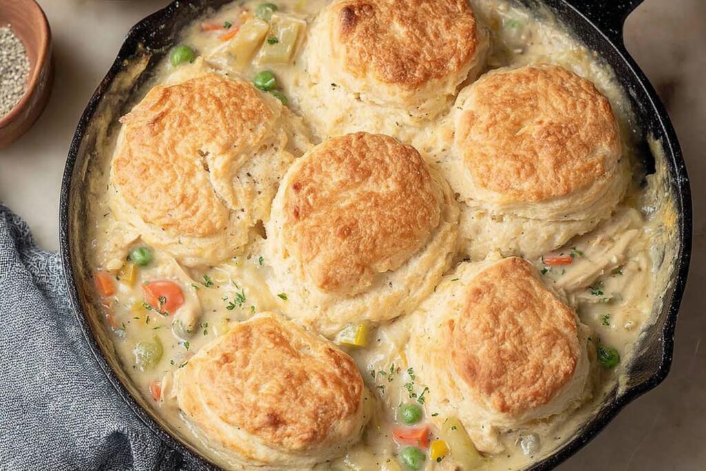 Chicken Pot Pie with Biscuits