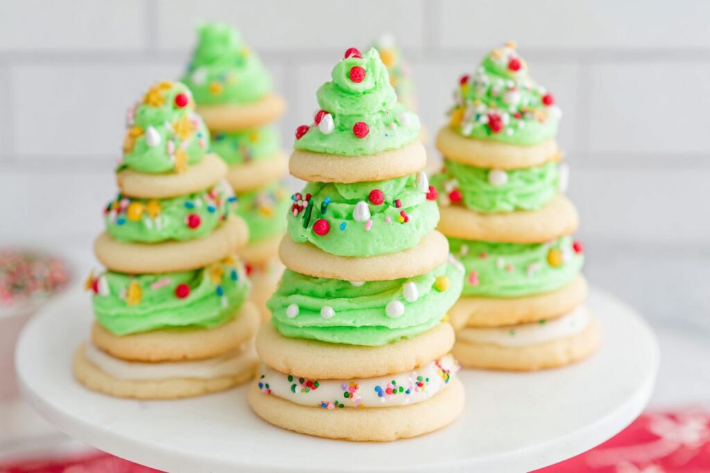 Stacked Christmas Tree Sugar Cookies