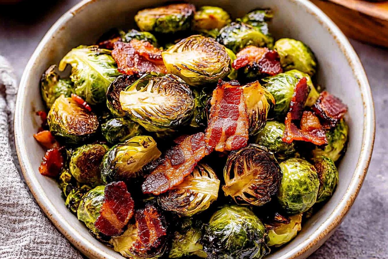 Balsamic Roasted Brussels Sprouts with Bacon