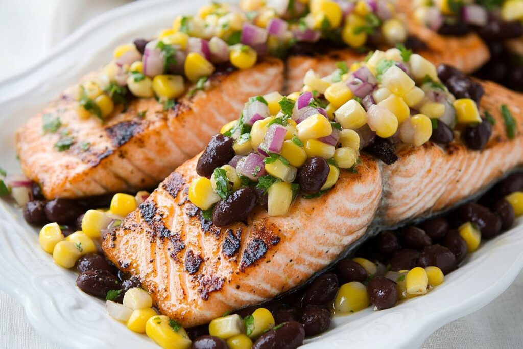 Grilled Salmon with Black Bean and Corn Salsa