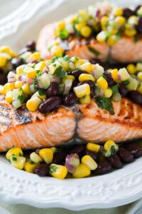 Grilled Salmon with Black Bean and Corn Salsa