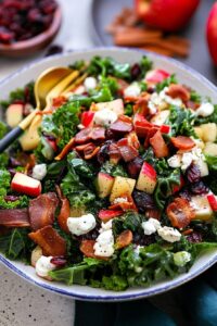 Apple Cranberry Bacon Kale Salad