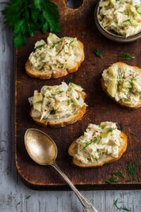 Crab Artichoke Toasts