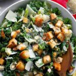 Kale Casear Salad with Sourdough Croutons