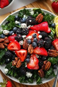 Mixed Berry Kale Salad with Lemon Poppy Seed Dressing