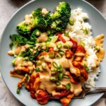Red Curry Chicken Stir Fry with Spicy Cashew Sauce