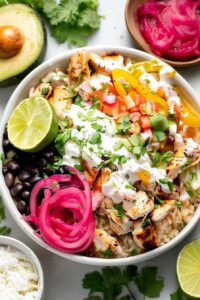 Sheet Pan Chicken Burrito Bowls