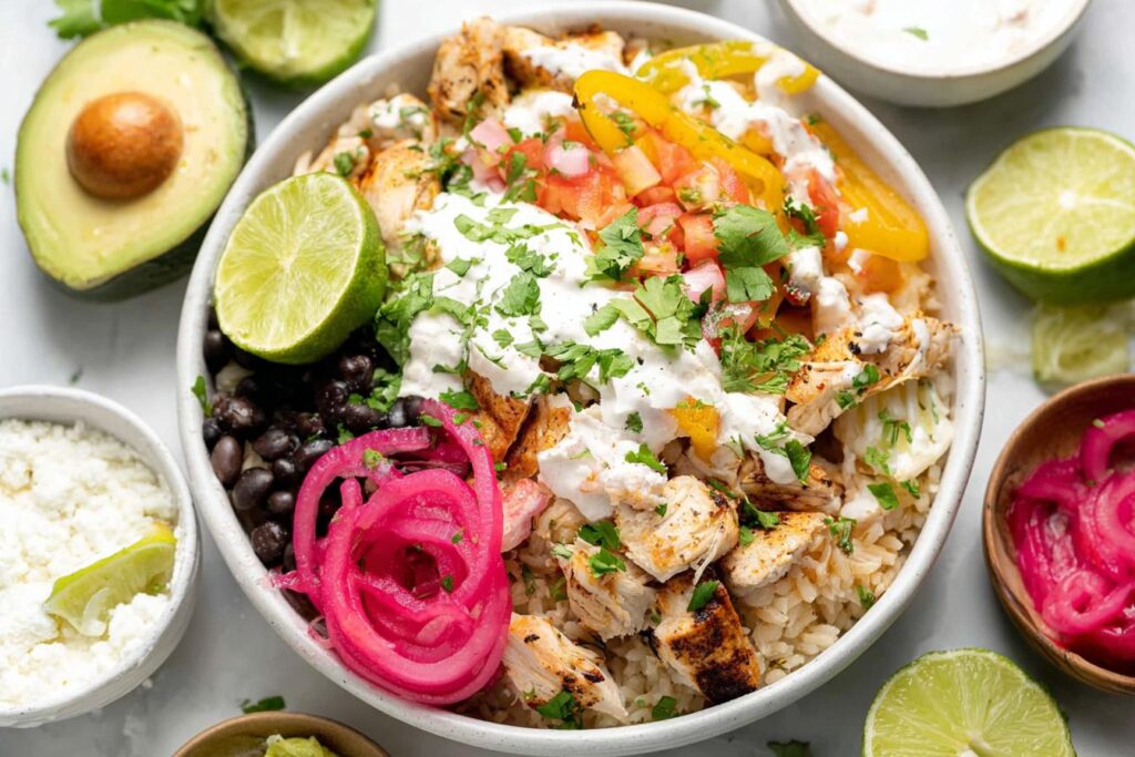Sheet Pan Chicken Burrito Bowls