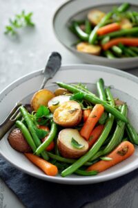 Sheet Pan Oven Roasted Potatoes Green Beans and carrots