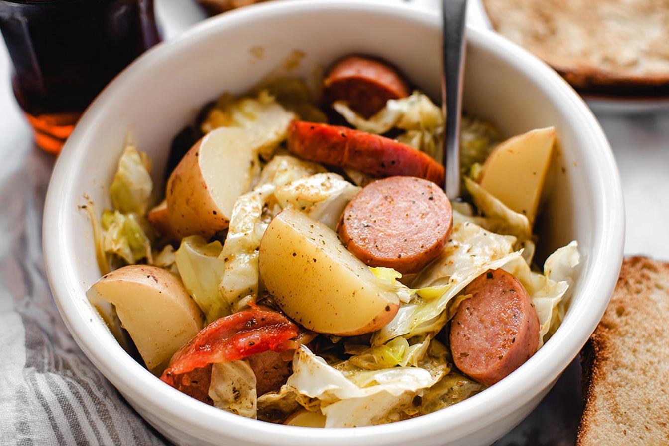 Slow Cooker Sausage, Cabbage and Potatoes