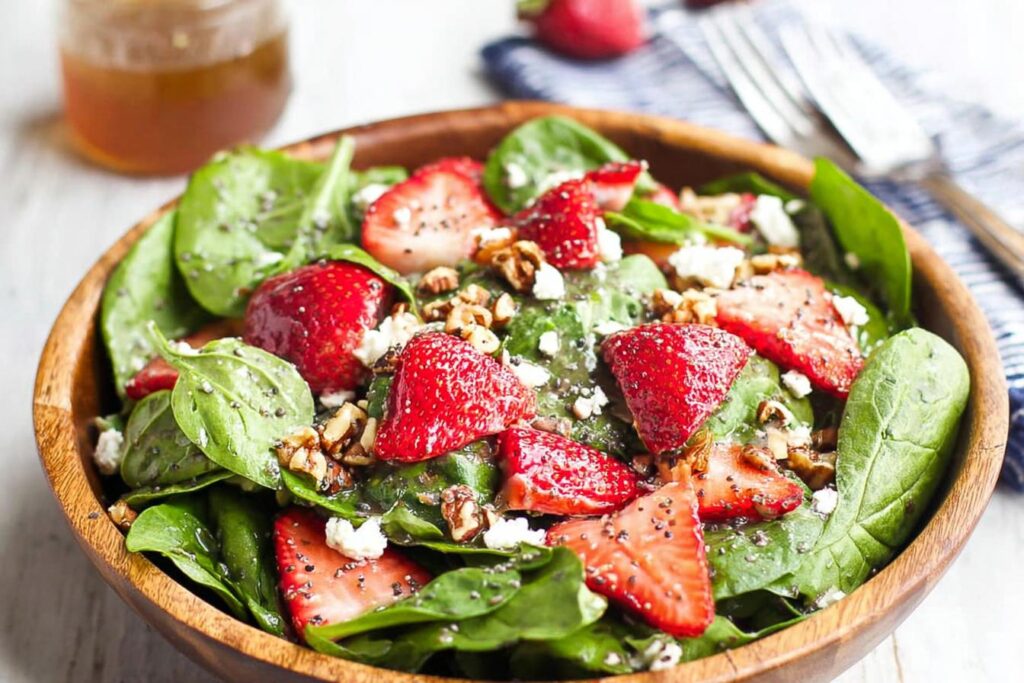 Spinach Strawberry Salad with Balsamic Poppy Seed Dressing