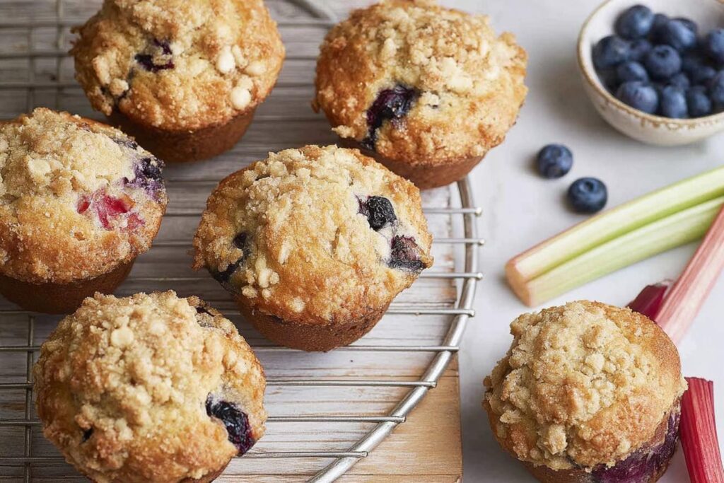 Blueberry Rhubarb Muffins