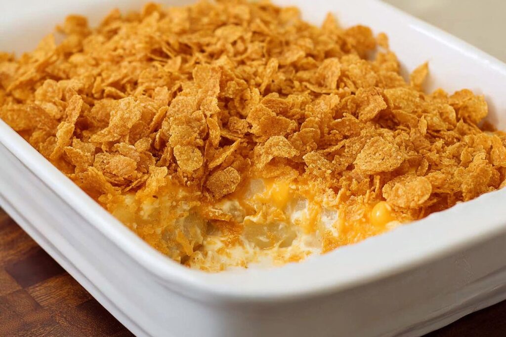 Cheesy Potatoes with Corn Flakes