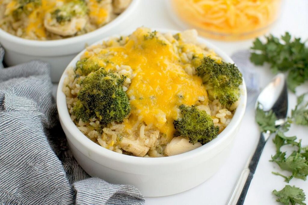 Cheesy Crockpot Chicken Broccoli Rice Casserole
